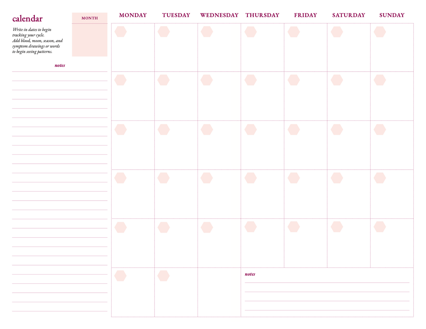 Bleeding Moons Tracking Calendar